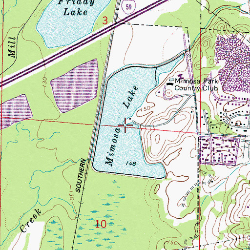 Topographic Map of Mimosa Lake, AL