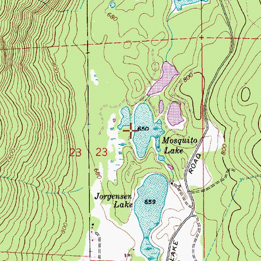 Topographic Map of Mosquito Lake, WA