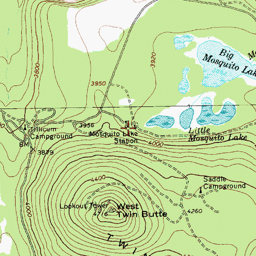 Topographic Map of Mosquito Lake Station, WA
