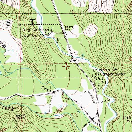 Topographic Map of Moss Creek Campground, WA