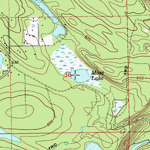 Topographic Map of Moss Lake, WA