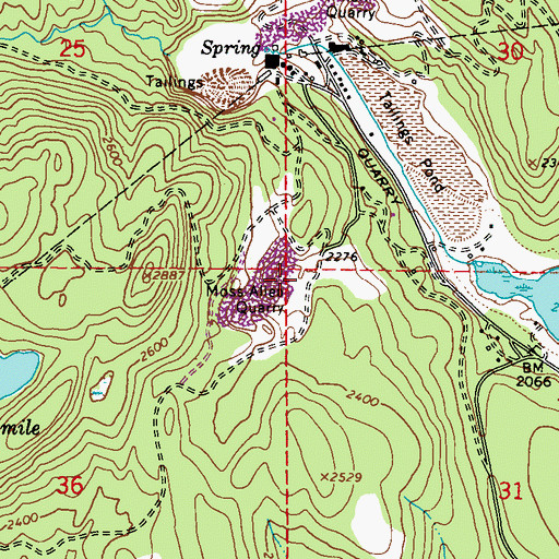 Topographic Map of Moss-Allen Quarry, WA
