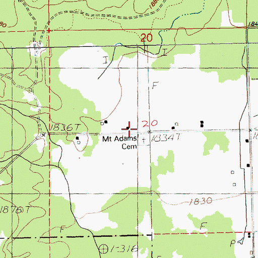 Topographic Map of Mount Adams Cemetery, WA