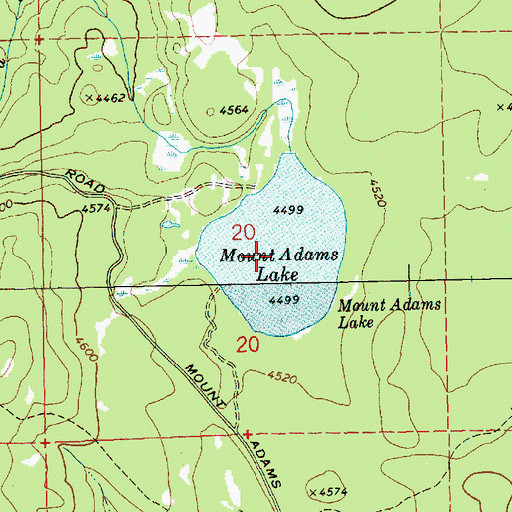 Topographic Map of Mount Adams Lake, WA