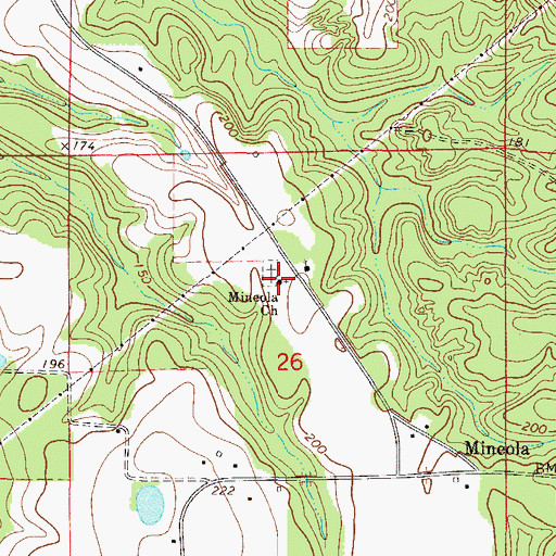 Topographic Map of Mineola Baptist Church, AL