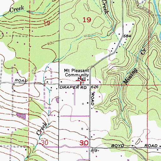 Topographic Map of Mount Pleasant Community Hall, WA