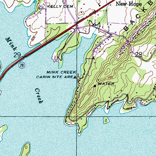 Topographic Map of Mink Creek Cabin Site Area, AL