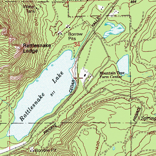 Topographic Map of Mountain Tree Farm Center, WA