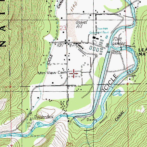 Topographic Map of Mountain View Cemetery, WA