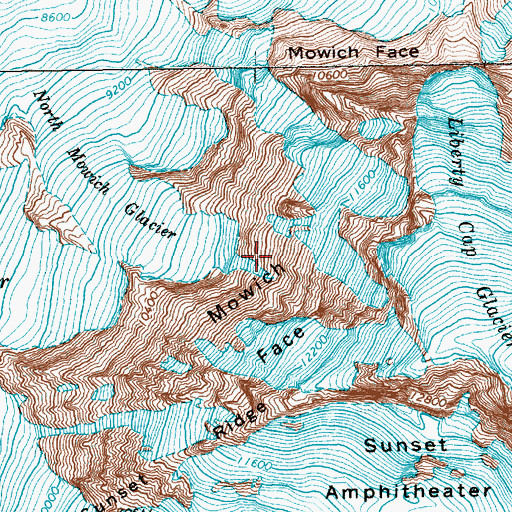 Topographic Map of Mowich Face, WA