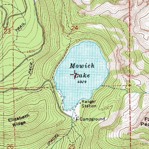 Topographic Map of Mowich Lake, WA