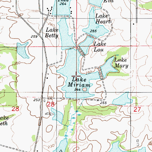 Topographic Map of Lake Miriam, AL