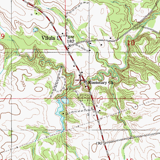 Topographic Map of Missionary Church, AL