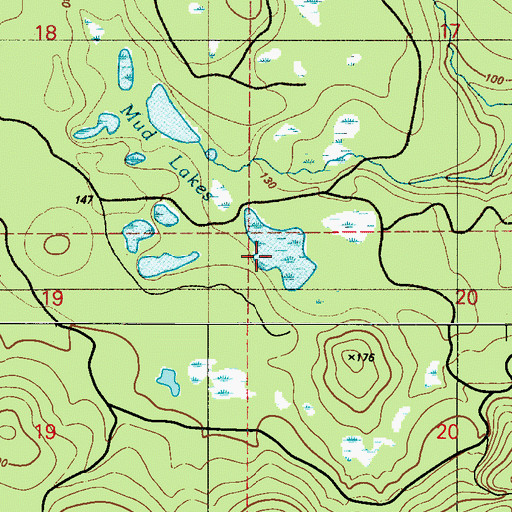 Topographic Map of Mud Lakes, WA