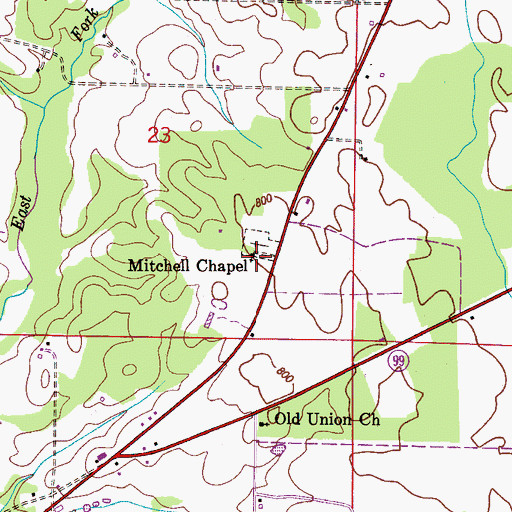 Topographic Map of Mitchell Chapel, AL