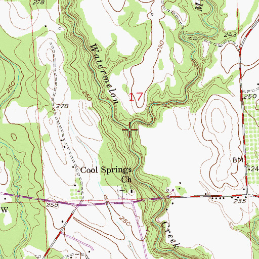 Topographic Map of Mitchell Creek, AL