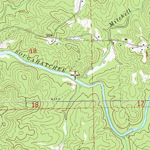 Topographic Map of Mitchell Creek, AL