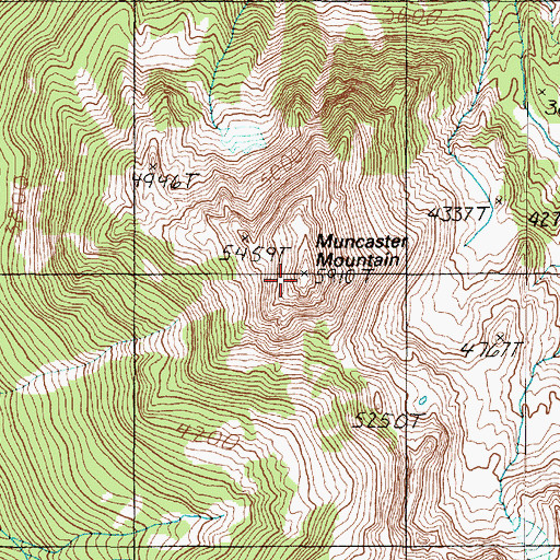 Topographic Map of Muncaster Mountain, WA
