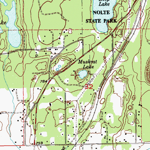 Topographic Map of Muskrat Lake, WA