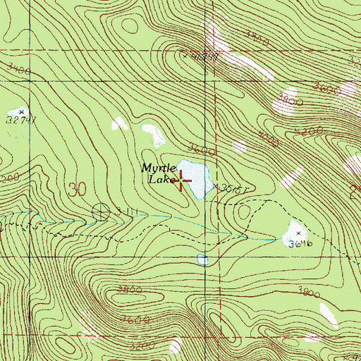 Topographic Map of Myrtle Lake, WA