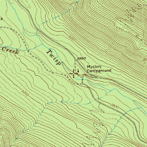 Topographic Map of Mystery Campground, WA