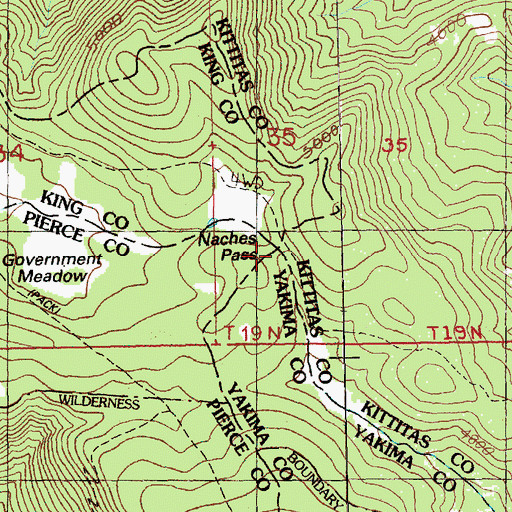 Topographic Map of Naches Pass, WA