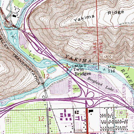 Topographic Map of Naches River, WA