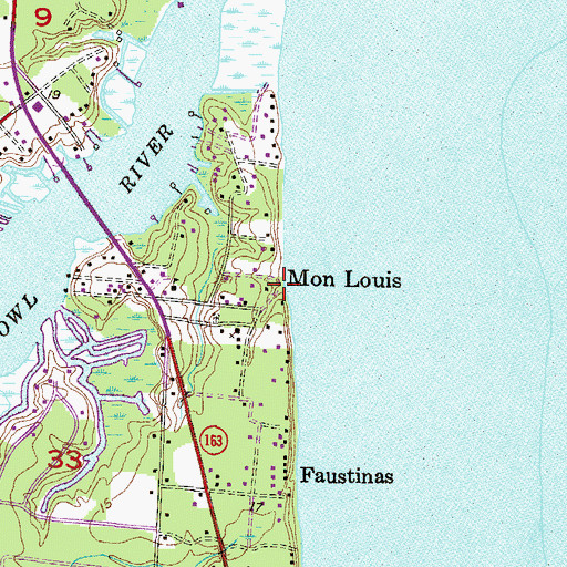 Topographic Map of Mon Louis, AL