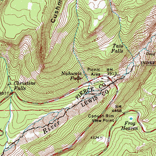 Topographic Map of Nahunta Falls, WA
