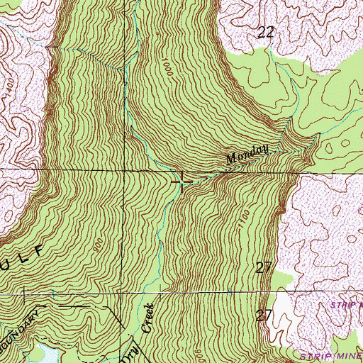 Topographic Map of Monday Branch, AL