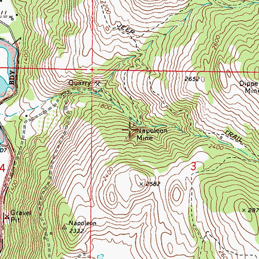 Topographic Map of Napoleon Mine, WA
