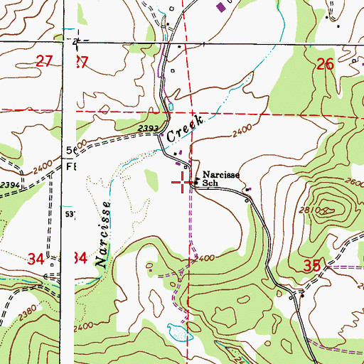 Topographic Map of Narcisse School, WA