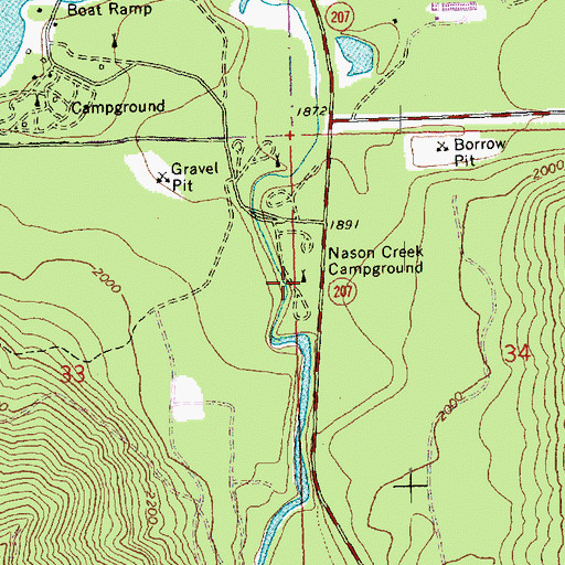 Topographic Map of Nason Creek Campground, WA