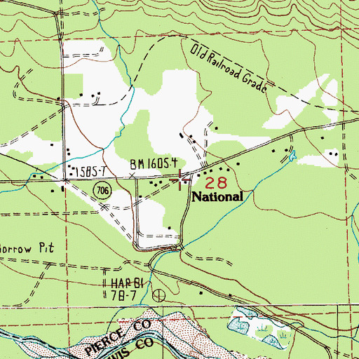 Topographic Map of National, WA