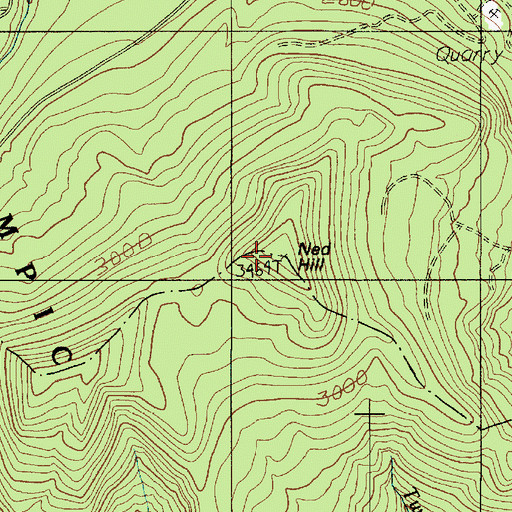 Topographic Map of Ned Hill, WA