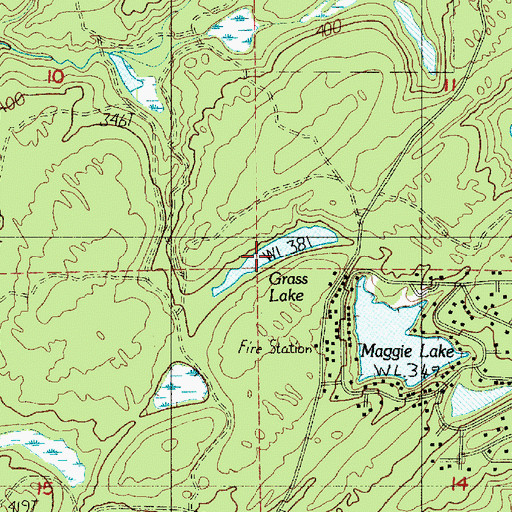 Topographic Map of Grass Lake, WA