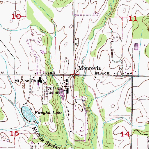Topographic Map of Monrovia, AL