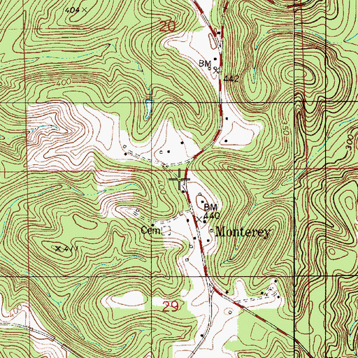 Topographic Map of Monterey, AL