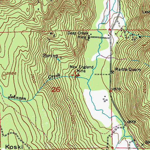 Topographic Map of New England Mine, WA