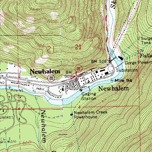 Topographic Map of Newhalem, WA