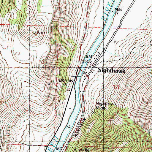Topographic Map of Nighthawk, WA