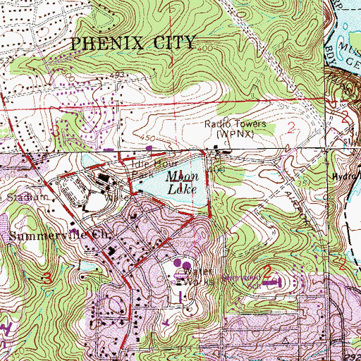Topographic Map of Moon Lake, AL