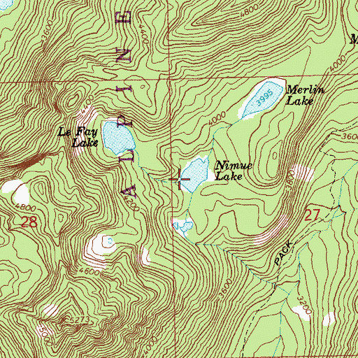 Topographic Map of Nimue Lake, WA