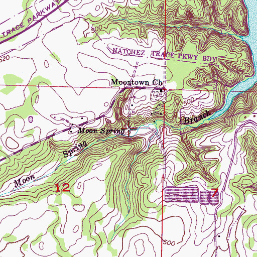 Topographic Map of Moon Spring, AL