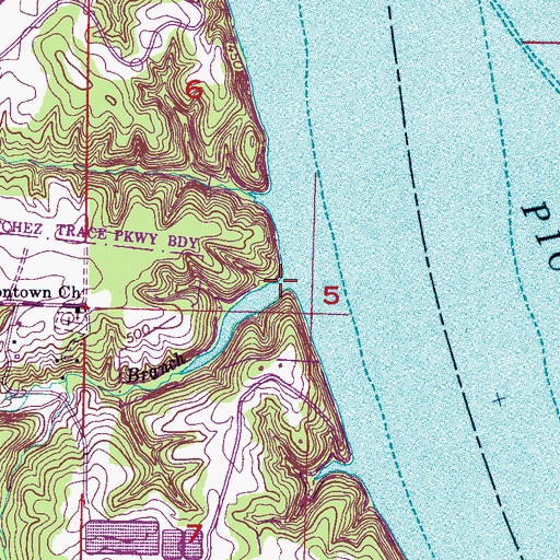 Topographic Map of Moon Spring Branch, AL