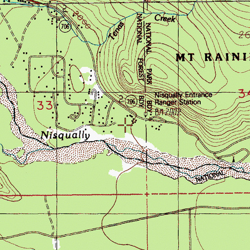 Topographic Map of Nisqually Entrance Ranger Station, WA