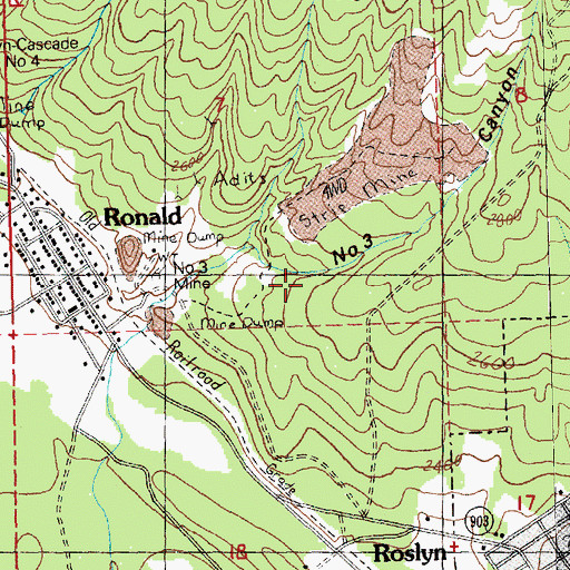 Topographic Map of Number 3 Canyon, WA