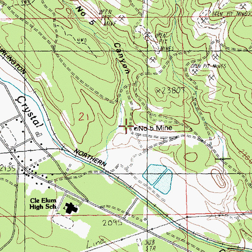 Topographic Map of Number 5 Mine, WA