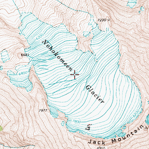 Topographic Map of Nohokomeen Glacier, WA