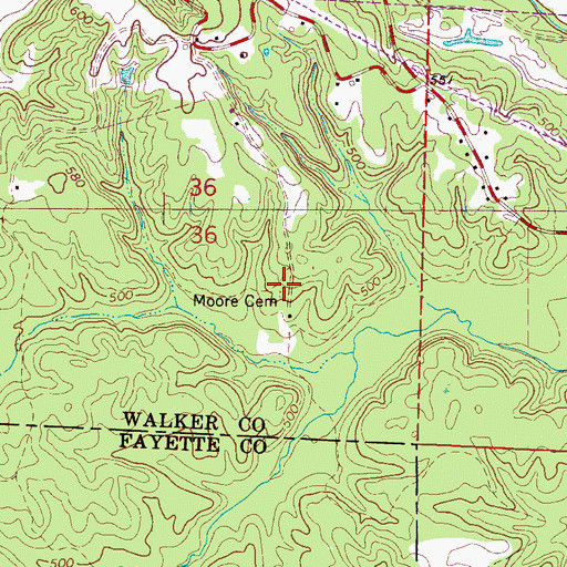 Topographic Map of Moore Cemetery, AL